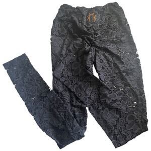 Kup My Kakez Pole black sheer lace floral leggings scrunch butt Small like new
